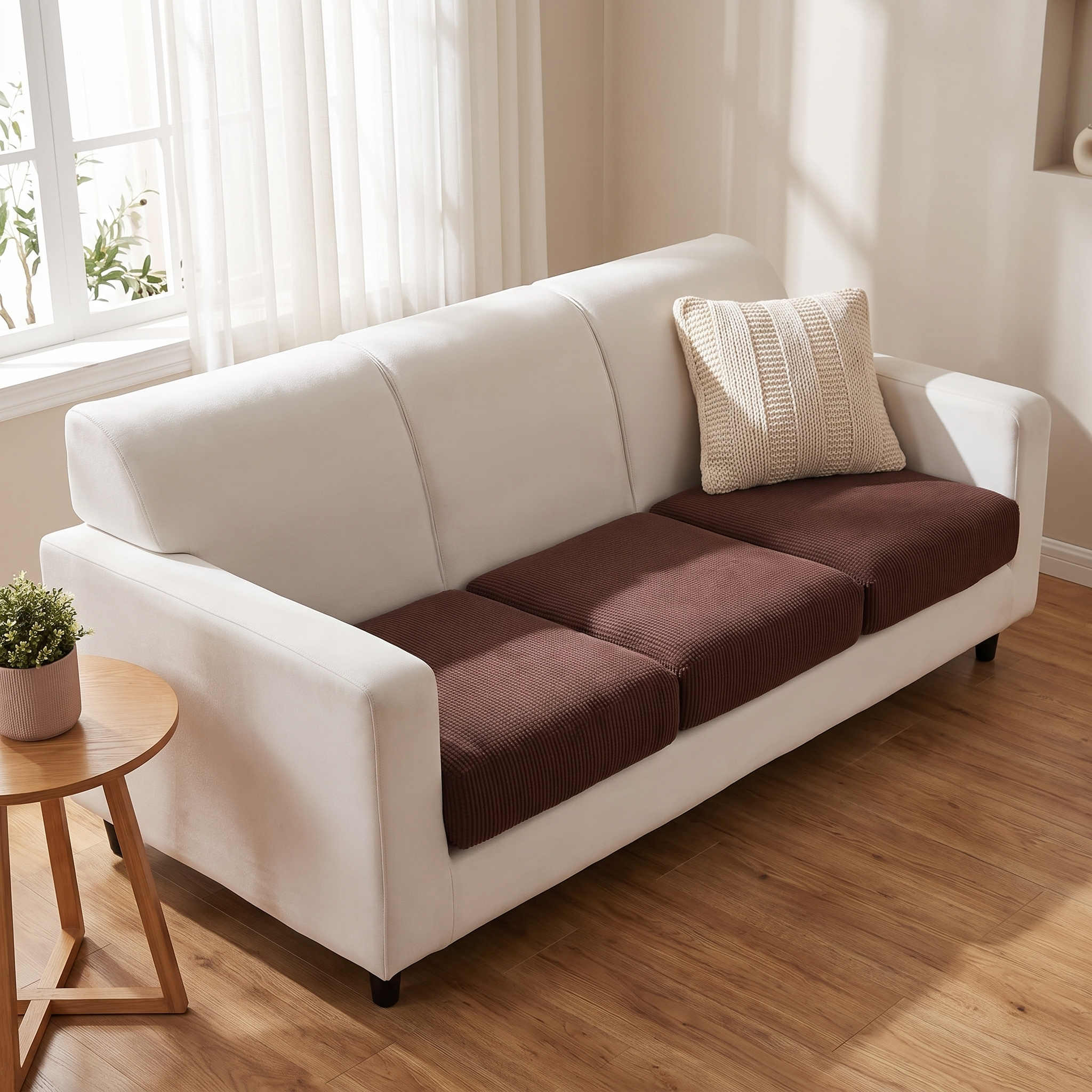 Seat & Backrest Cushion Cover – Brown – product view 2 | Brivenzo