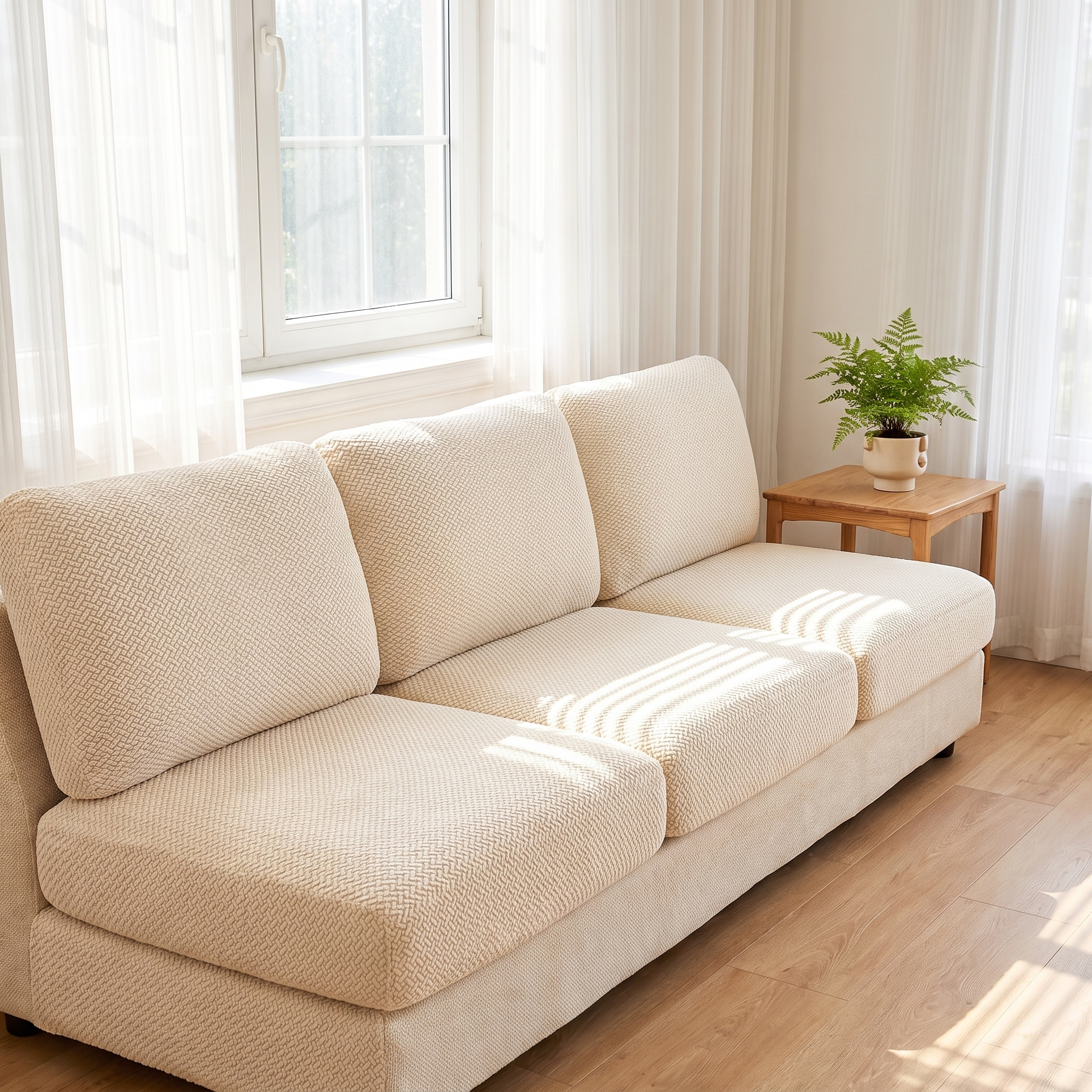 Seat & Backrest Cushion Cover – Cream shown in a styled home interior | Brivenzo