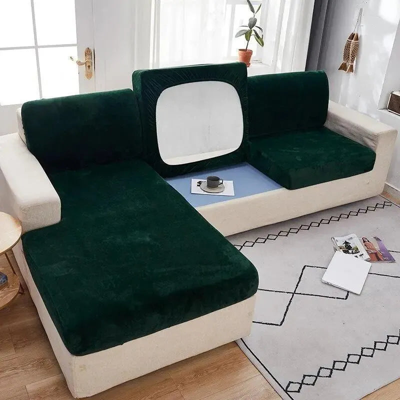 Seat & Backrest Cushion Cover – Dark Green Velvet – product view 4 | Brivenzo