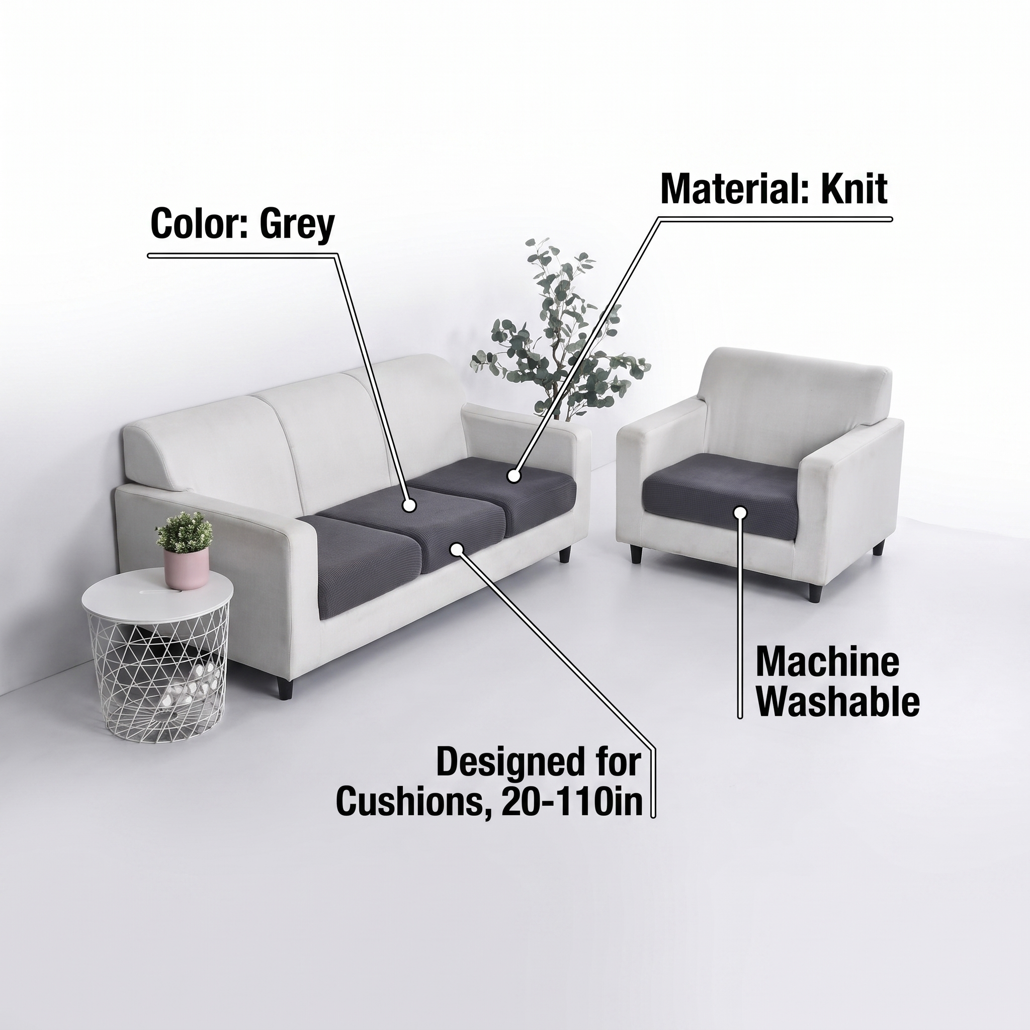 Seat & Backrest Cushion Cover – Grey – features and specifications overview | Brivenzo