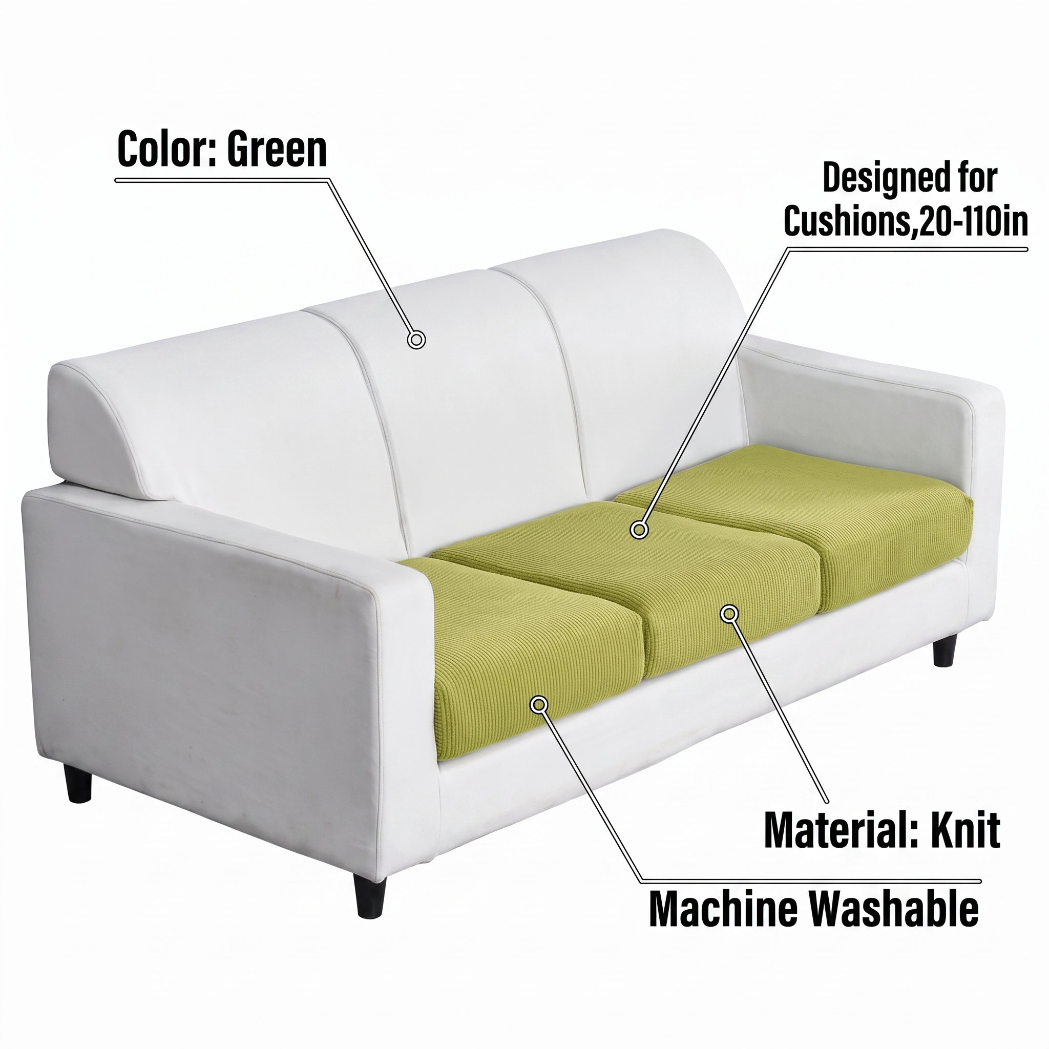 Seat & Backrest Cushion Cover – Mustard Green – features and specifications overview | Brivenzo