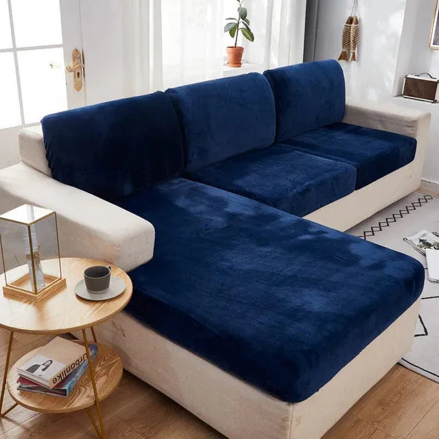 Seat & Backrest Cushion Cover – Navy Blue Velvet – product view 5 | Brivenzo