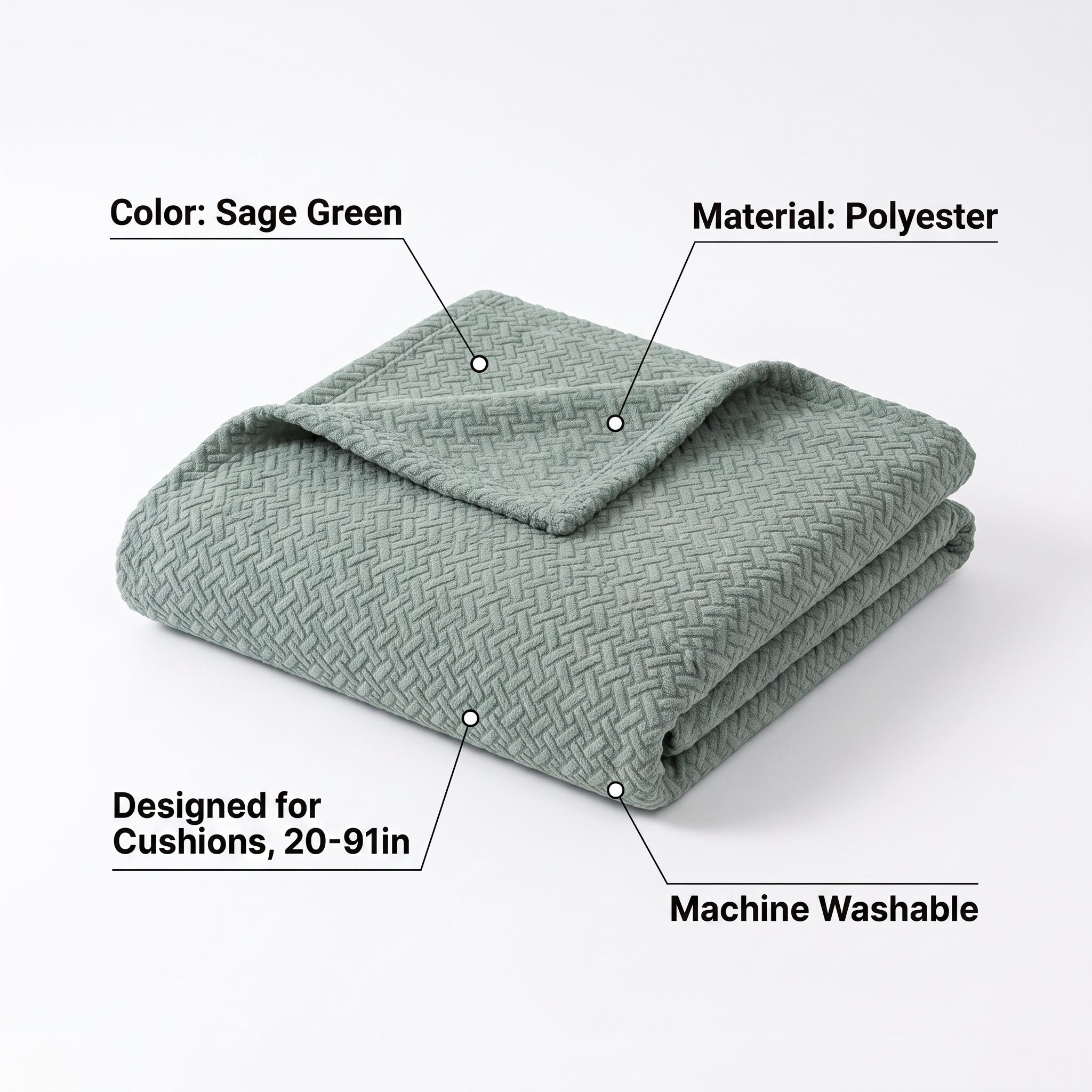 Seat & Backrest Cushion Cover – Sage Green – features and specifications overview | Brivenzo