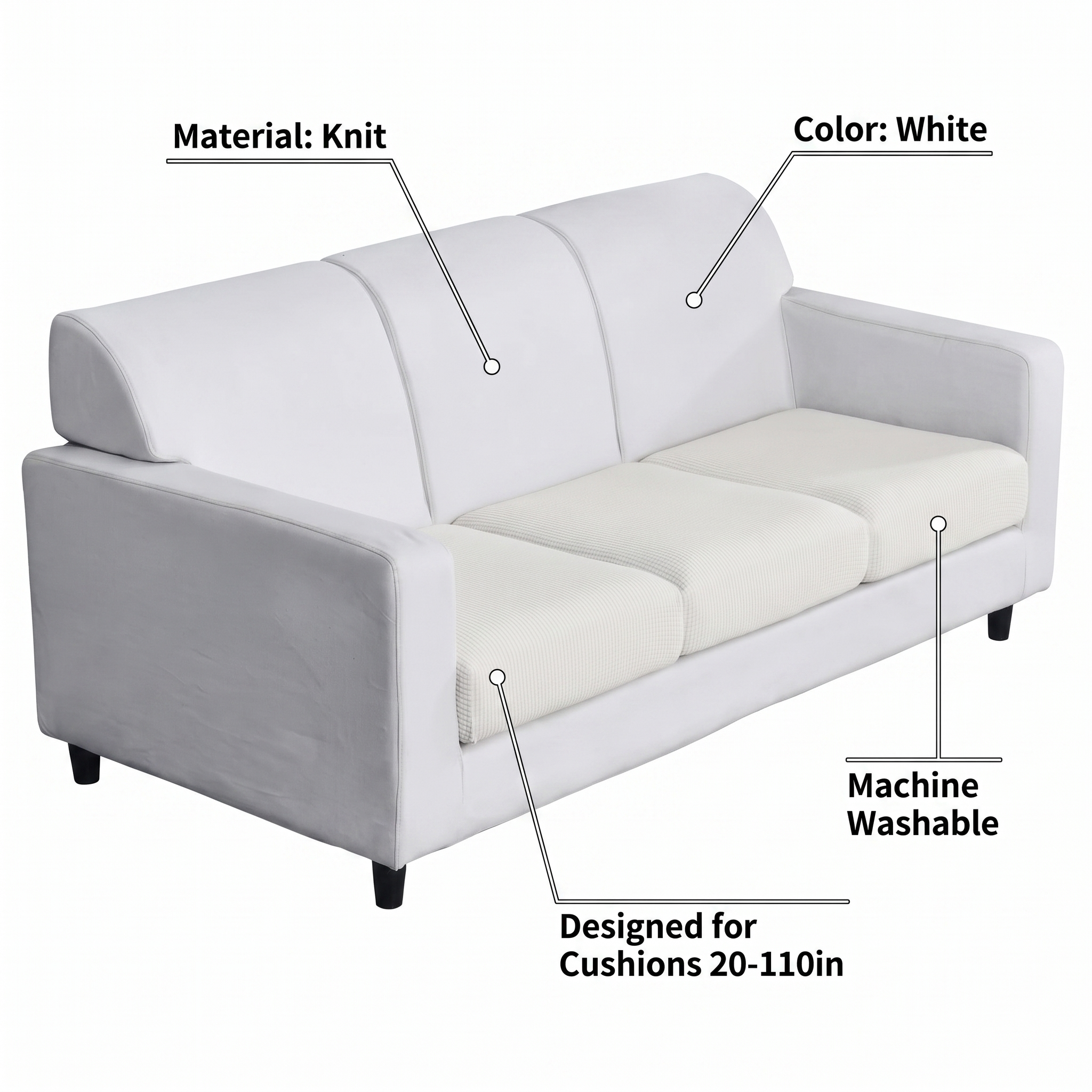 Seat & Backrest Cushion Cover – White – features and specifications overview | Brivenzo