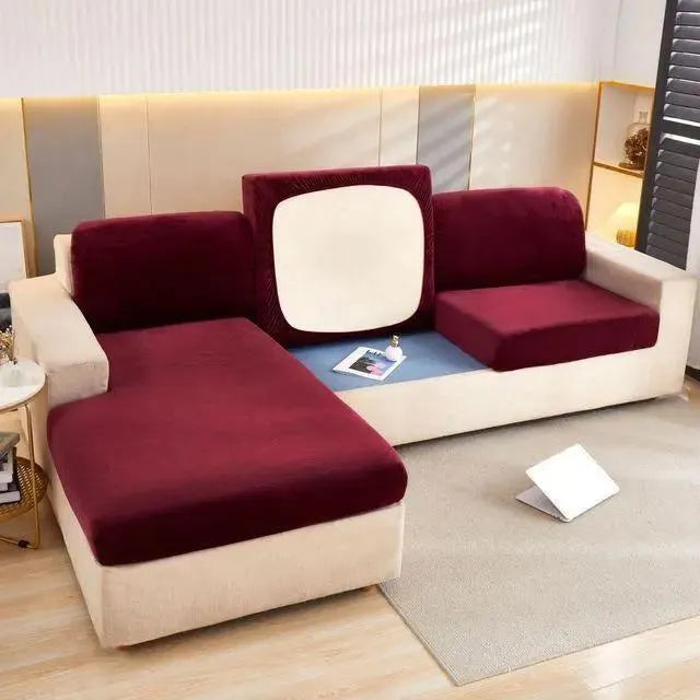 Seat & Backrest Cushion Cover – Wine Red Velvet – product view 3 | Brivenzo