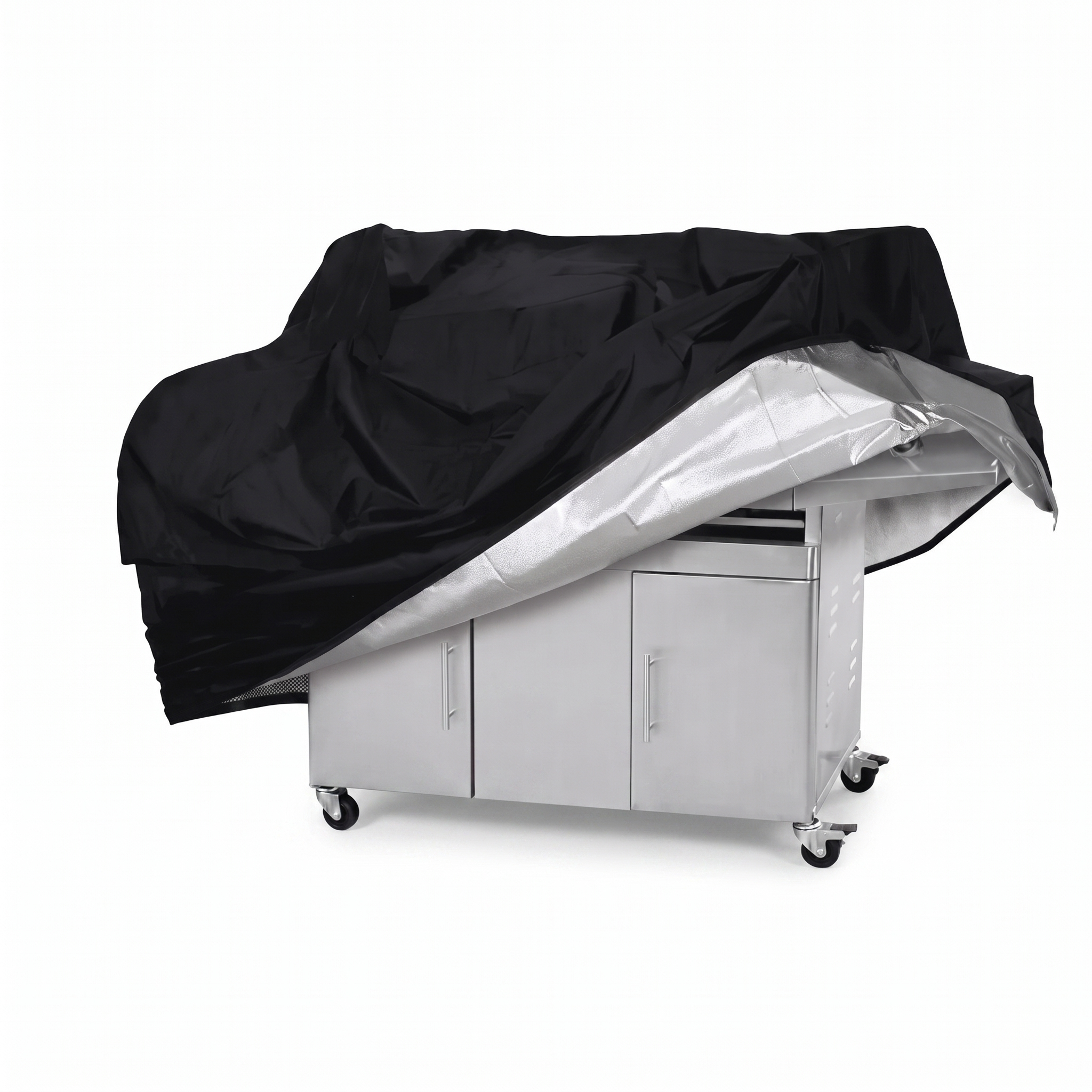 Silver Black Waterproof BBQ Grill Cover – 2XS-XL – product photo on a white background | Brivenzo