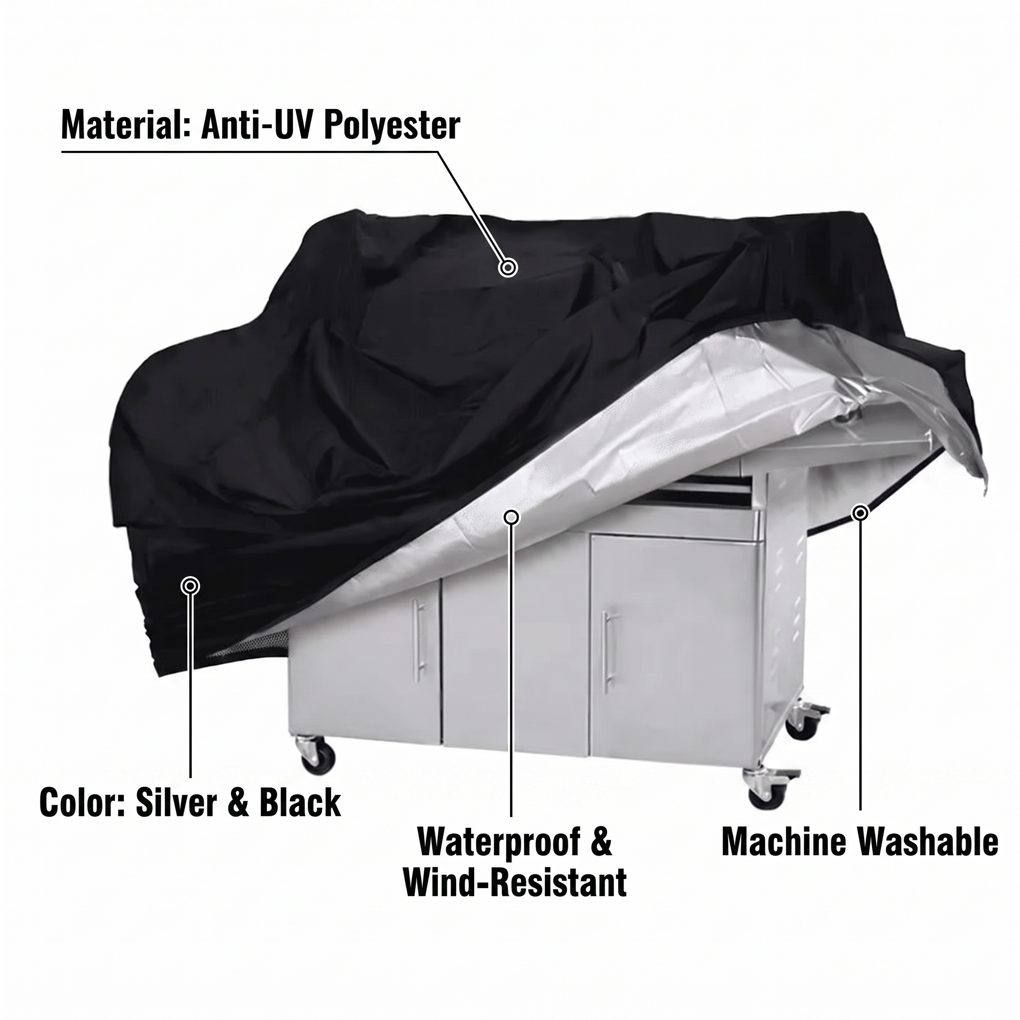 Silver Black Waterproof BBQ Grill Cover – 2XS-XL – features and specifications overview | Brivenzo