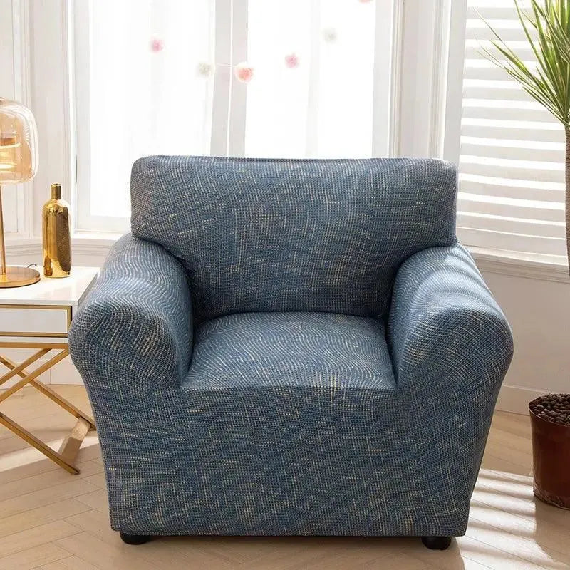 Stretch Club Armchair Cover – Charcoal Grey Crosshatch Scratch Print – product view 4 | Brivenzo