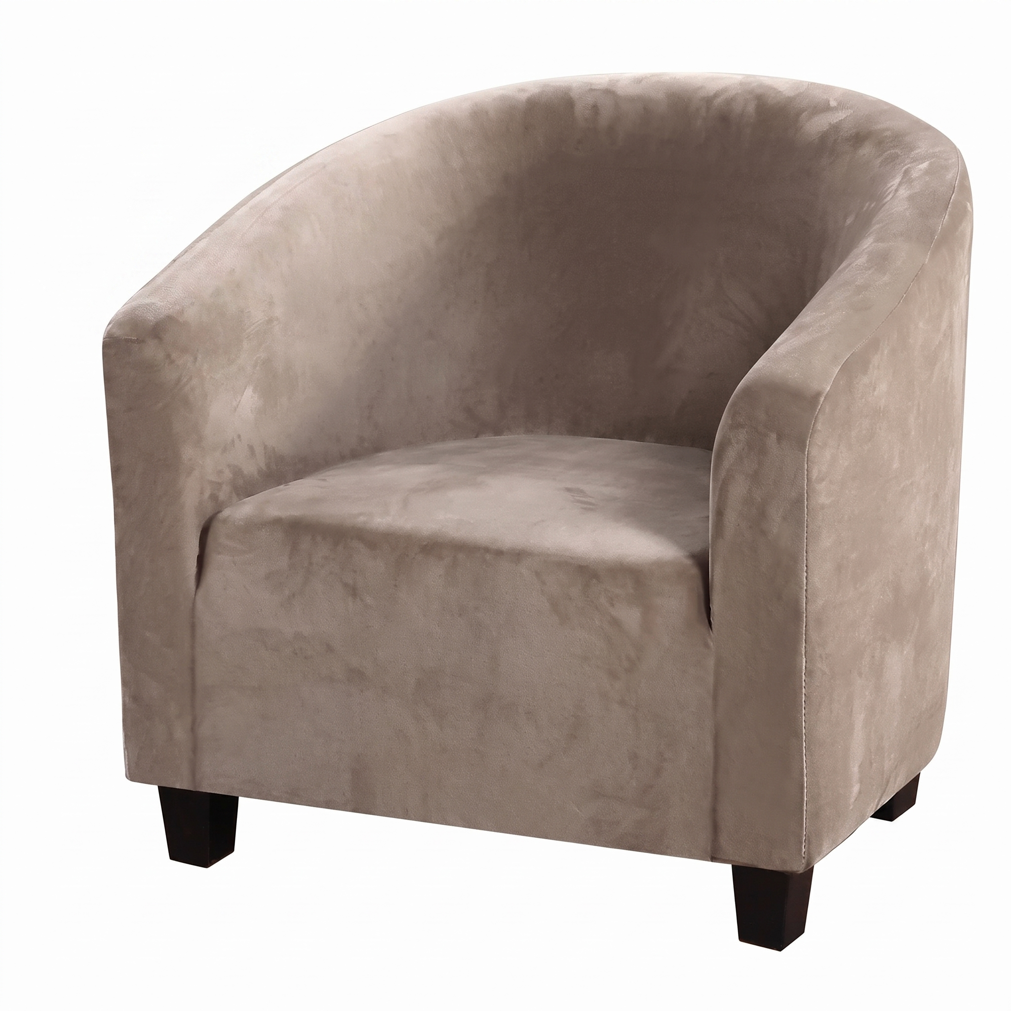Stretch Club Armchair Cover – Khaki Velvet – product photo on a white background | Brivenzo