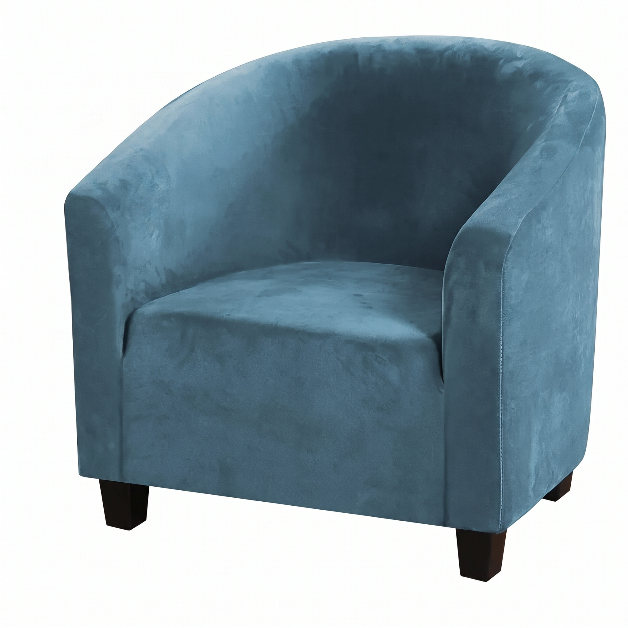Stretch Club Armchair Cover – Lake Blue Velvet – product photo on a white background | Brivenzo