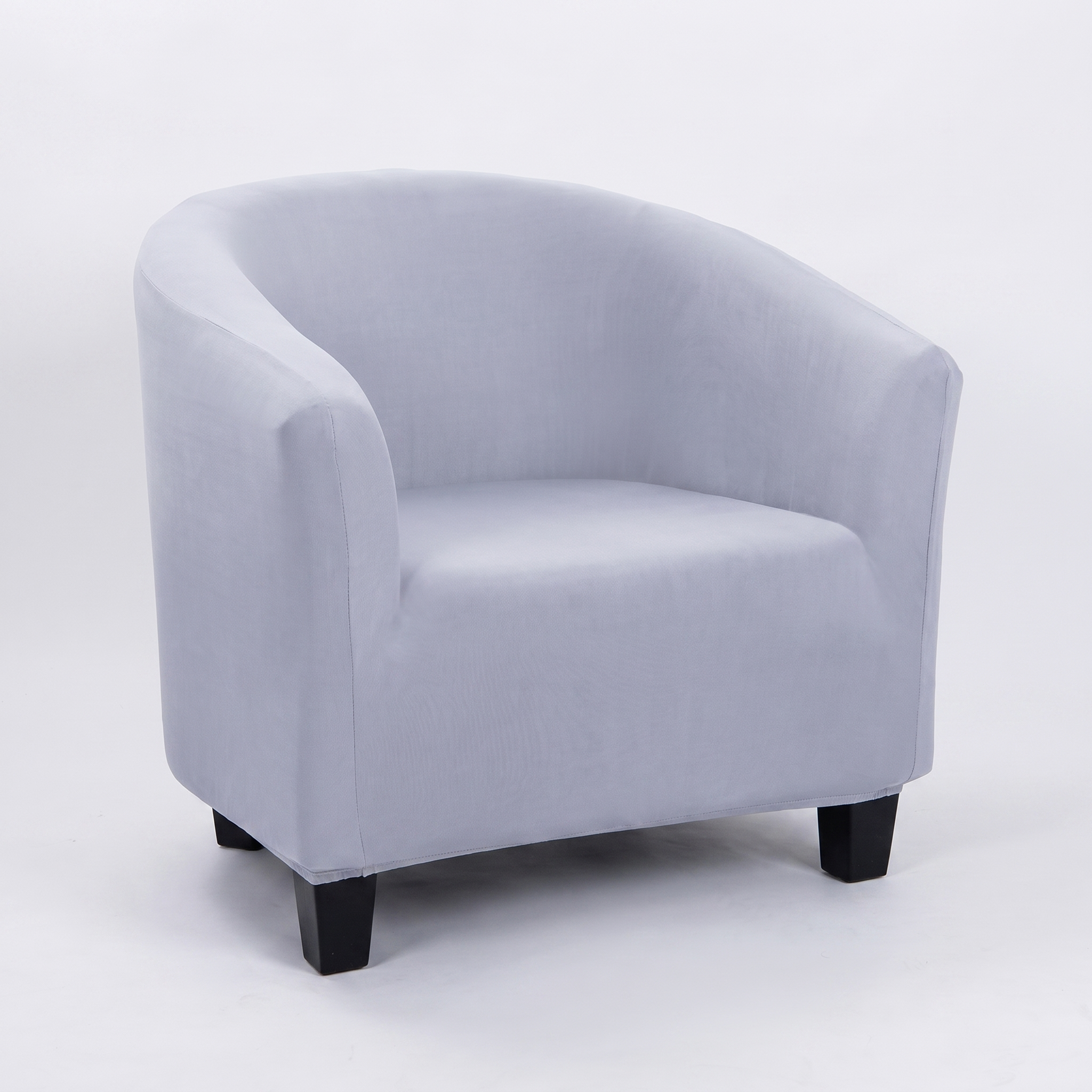 Stretch Club Armchair Cover – Light Grey – product photo on a white background | Brivenzo