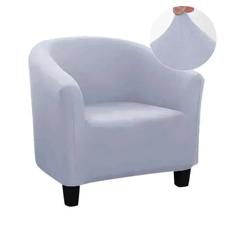Stretch Club Armchair Cover – Light Grey – product view 4 | Brivenzo