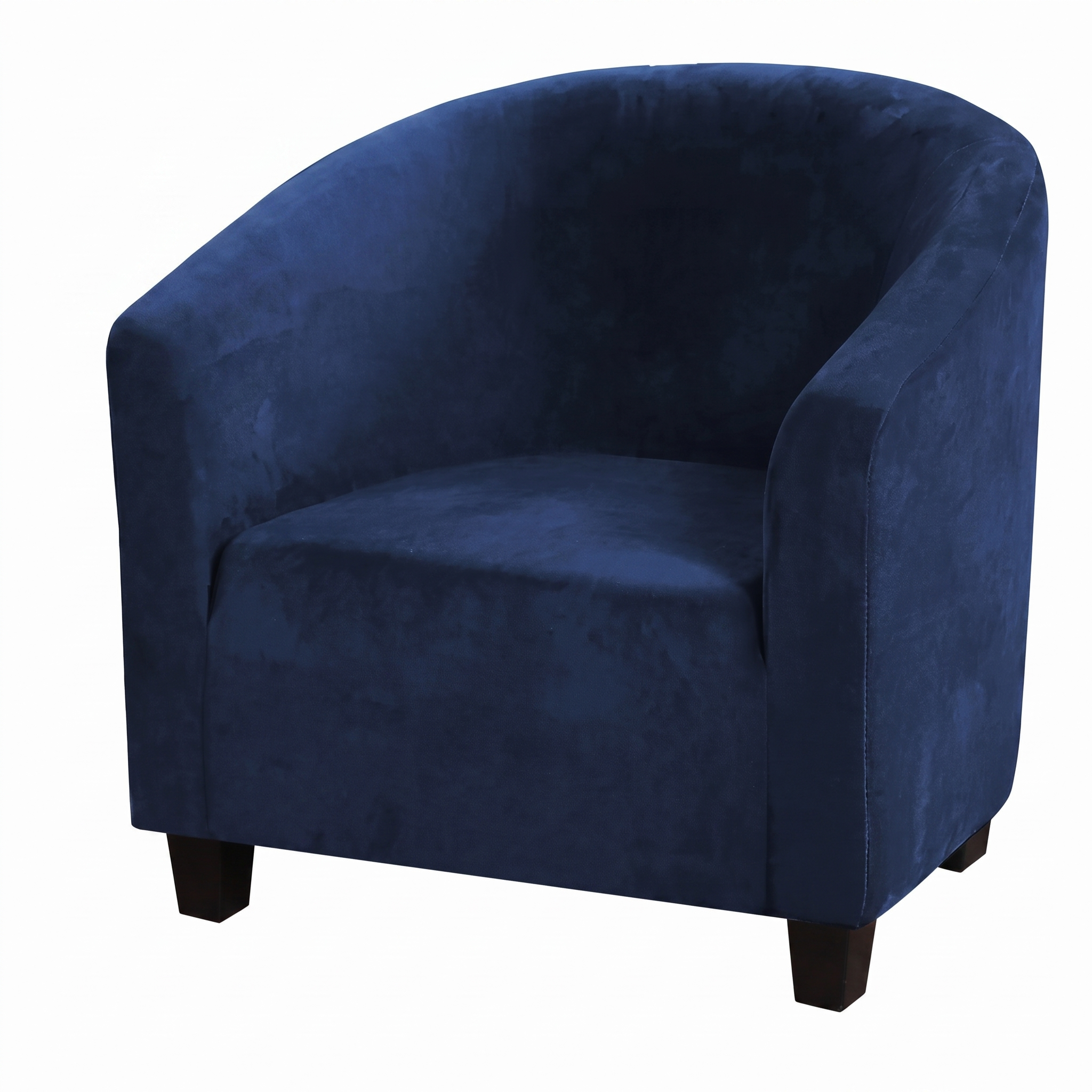 Stretch Club Armchair Cover – Navy Blue Velvet – product photo on a white background | Brivenzo