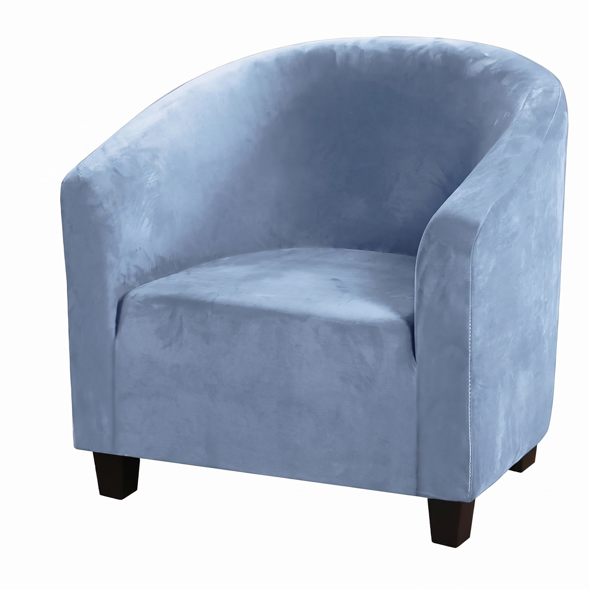 Stretch Club Armchair Cover – Sky Blue Velvet – product photo on a white background | Brivenzo