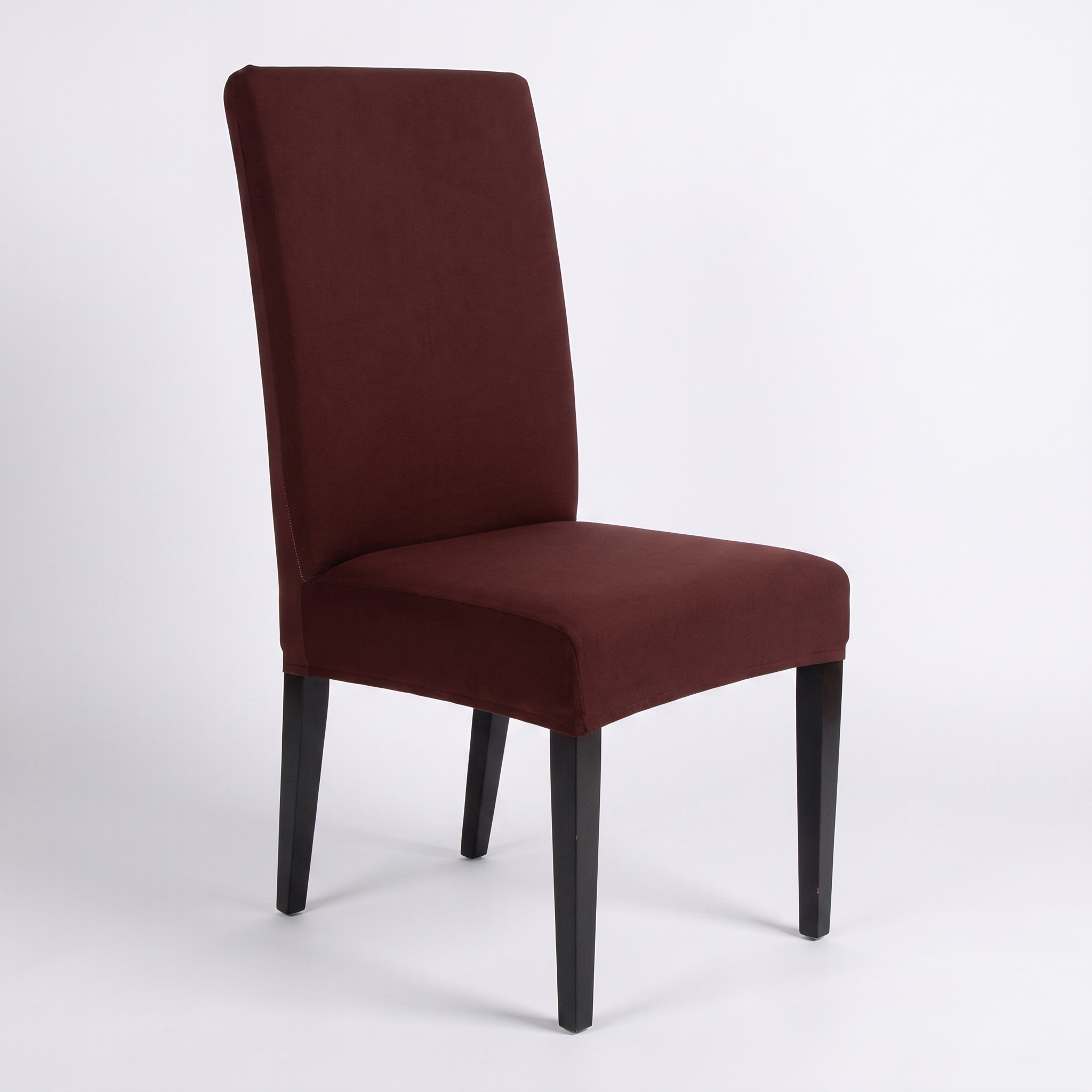 Brown stretch dining chair cover - front view