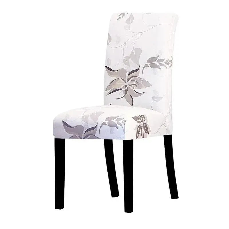 Stretch Dining Chair Cover – Grey Taupe Floral Print – product view 4 | Brivenzo