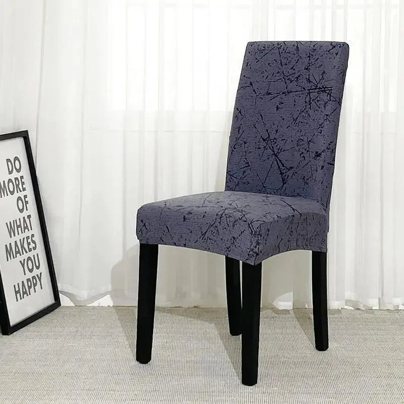 Stretch Dining Chair Cover – Slate Blue Scratch Print – product view 4 | Brivenzo