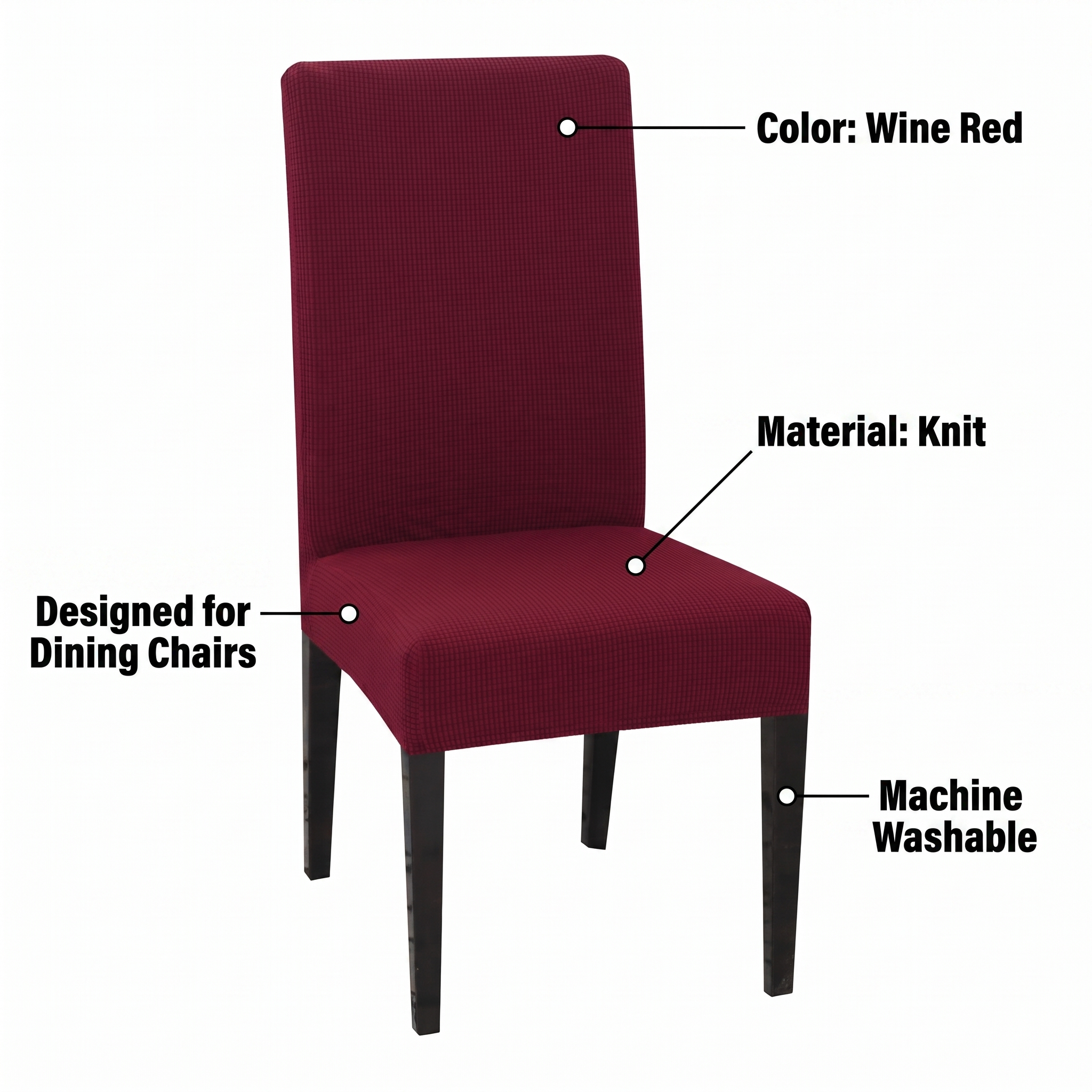 Stretch Dining Chair Cover – Wine Red – features and specifications overview | Brivenzo