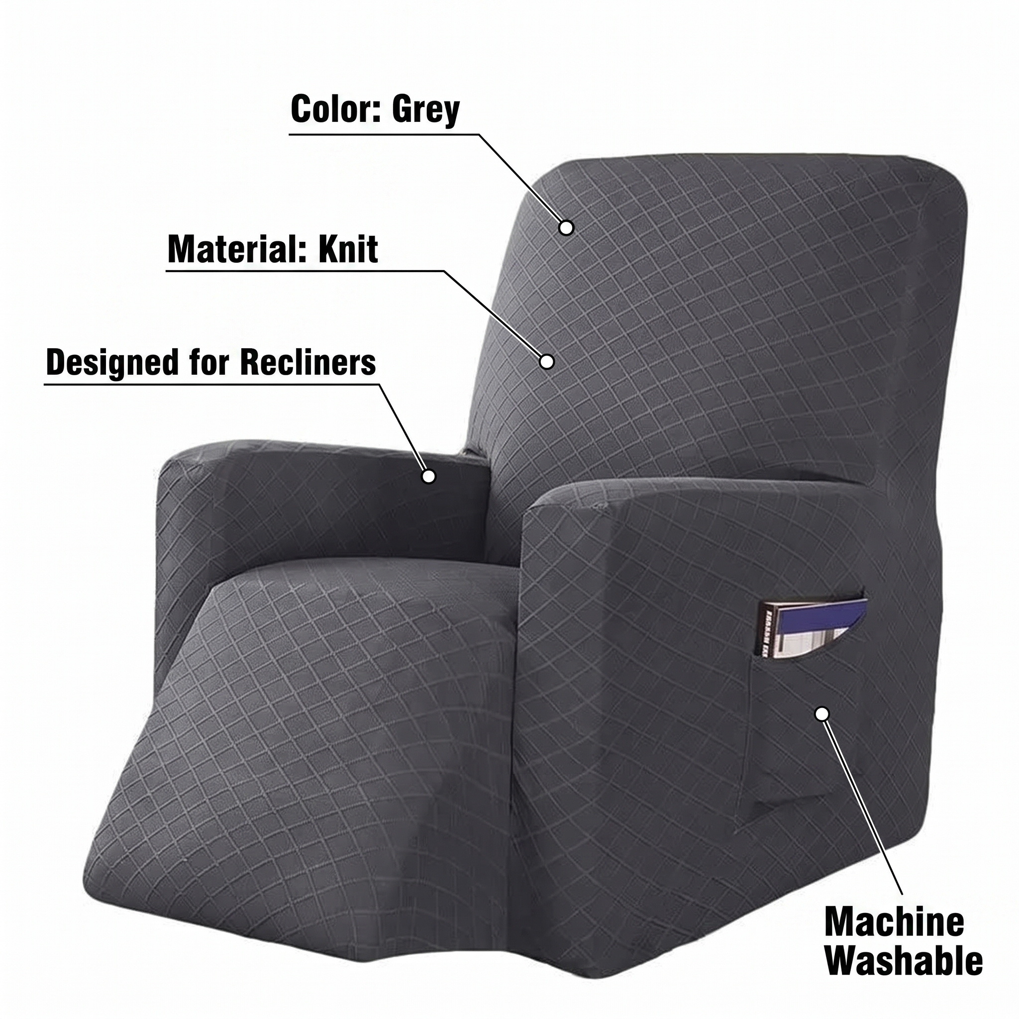 Stretch Recliner Chair Cover – Grey – features and specifications overview | Brivenzo