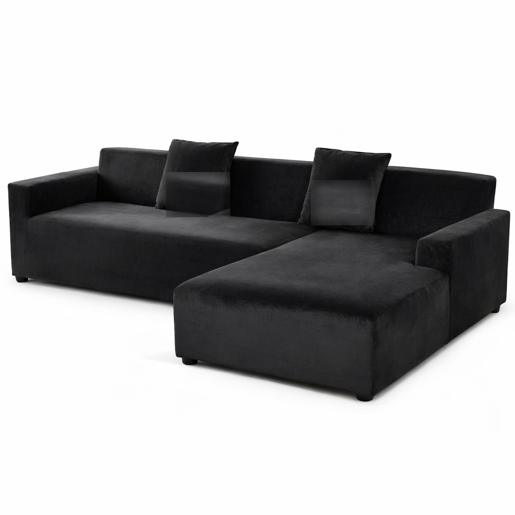 Stretch Sectional Couch Cover – Black Velvet – product view 4 | Brivenzo