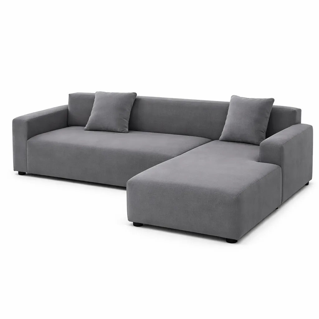 Stretch Sectional Couch Cover – Charcoal Grey Ribbed Stretch Fabric – product view 4 | Brivenzo