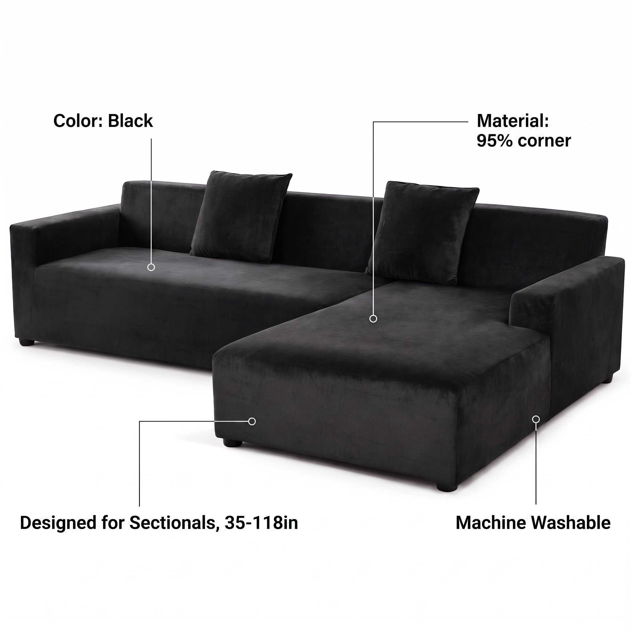 Stretch Sectional Couch Cover – Grey Herringbone Weave Print – features and specifications overview | Brivenzo