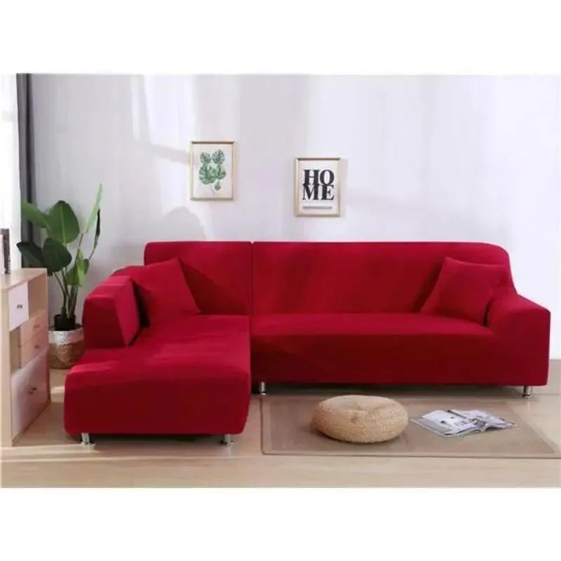 Stretch Sectional Couch Cover – Light Red – product view 6 | Brivenzo
