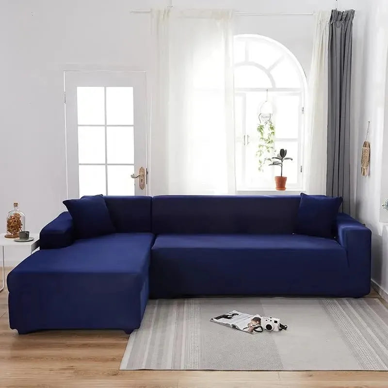 Stretch Sectional Couch Cover – Navy Blue – product view 7 | Brivenzo