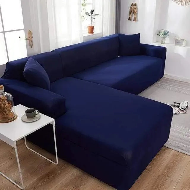Stretch Sectional Couch Cover – Navy Blue – product view 9 | Brivenzo