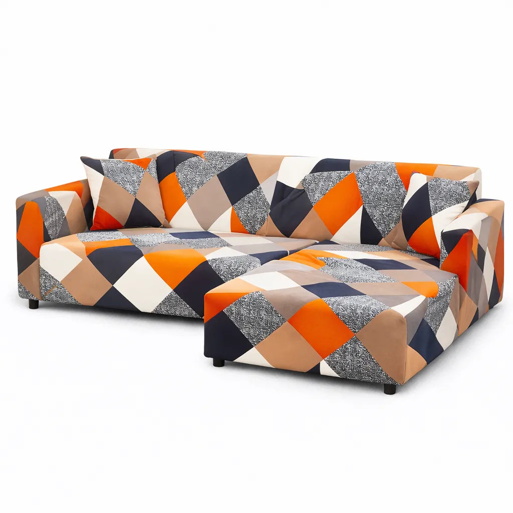Stretch Sectional Couch Cover – Orange – product view 4 | Brivenzo