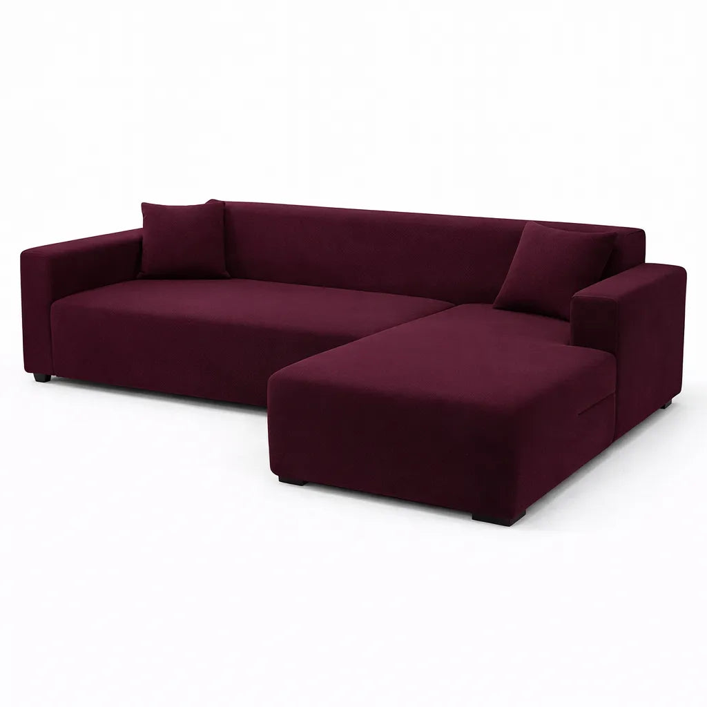 Stretch Sectional Couch Cover – Wine Red Stretch Fabric – product view 4 | Brivenzo