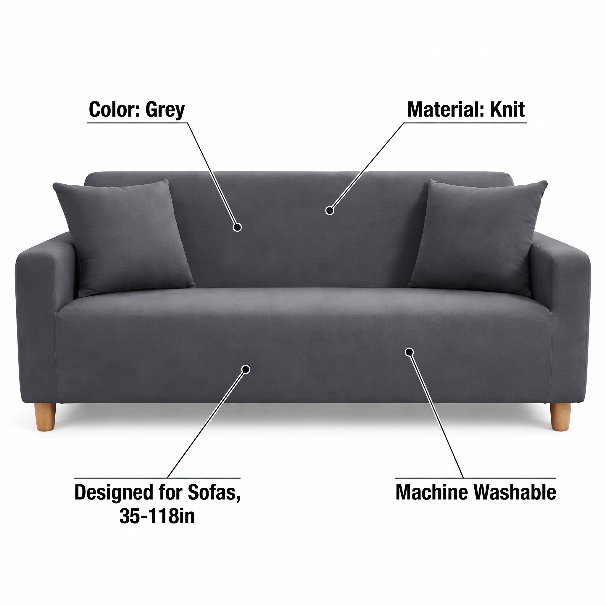 Stretch Sofa Slipcover – Anthracite Grey – features and specifications overview | Brivenzo