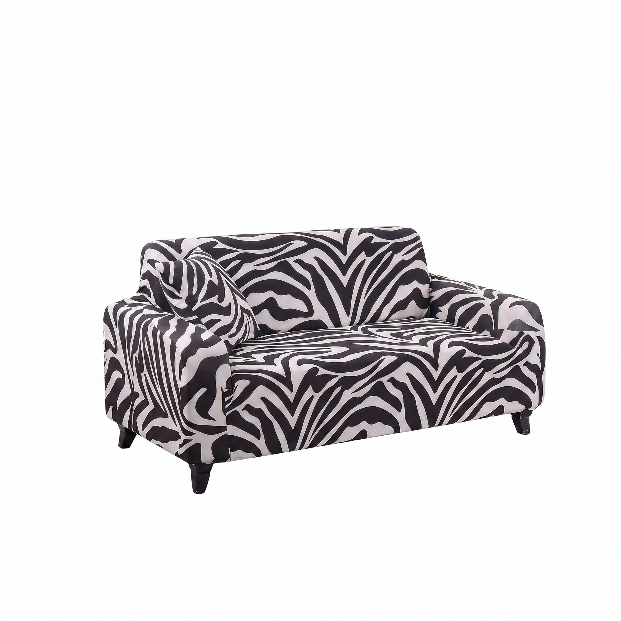 Stretch Sofa Slipcover – Black & White Zebra Print – product photo on a white background | Brivenzo