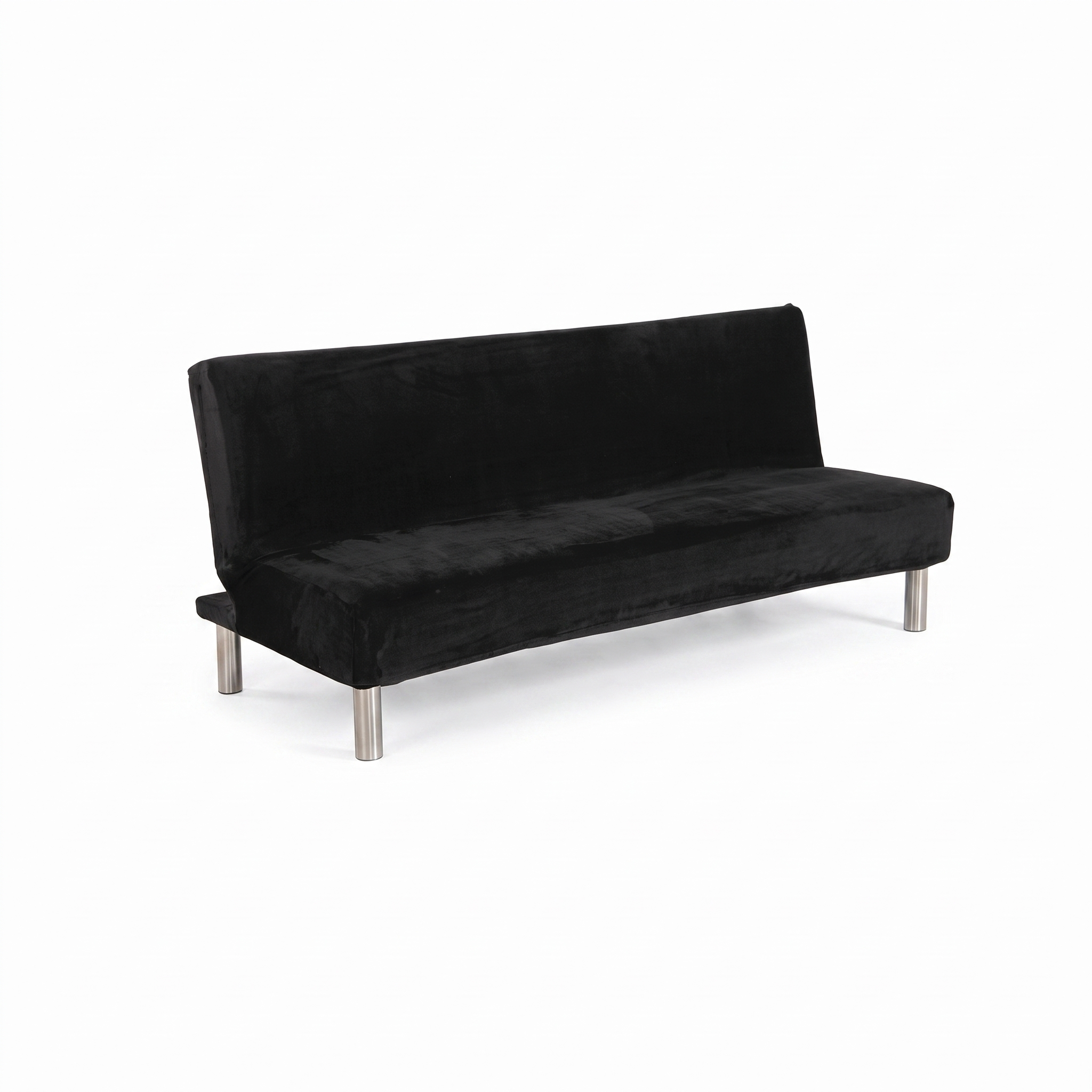 Stretch Sofa Slipcover – Black Velvet Sofa Bed – product photo on a white background | Brivenzo