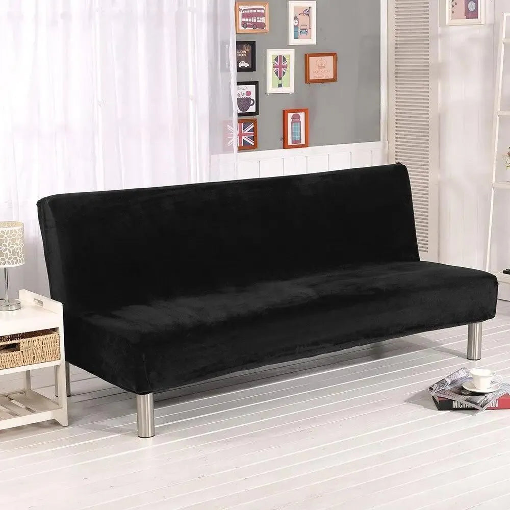 Stretch Sofa Slipcover – Black Velvet Sofa Bed – product view 4 | Brivenzo