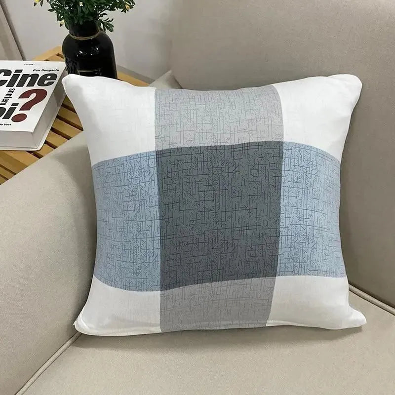 Stretch Sofa Slipcover – Blue Grey Buffalo Plaid Print – product view 5 | Brivenzo