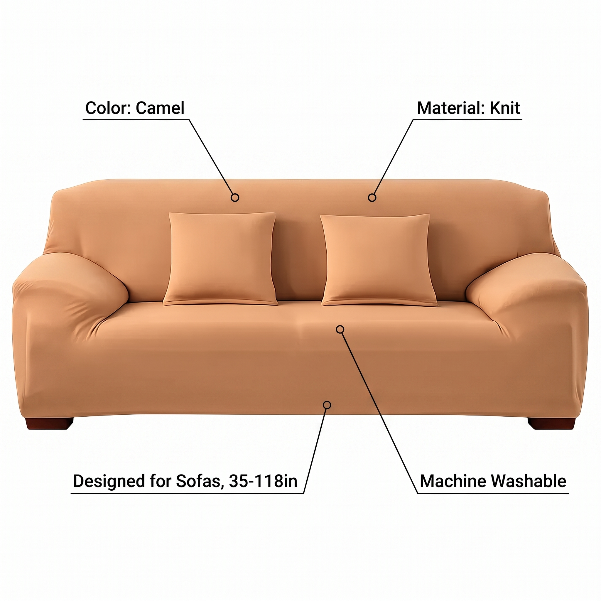 Stretch Sofa Slipcover – Camel – features and specifications overview | Brivenzo