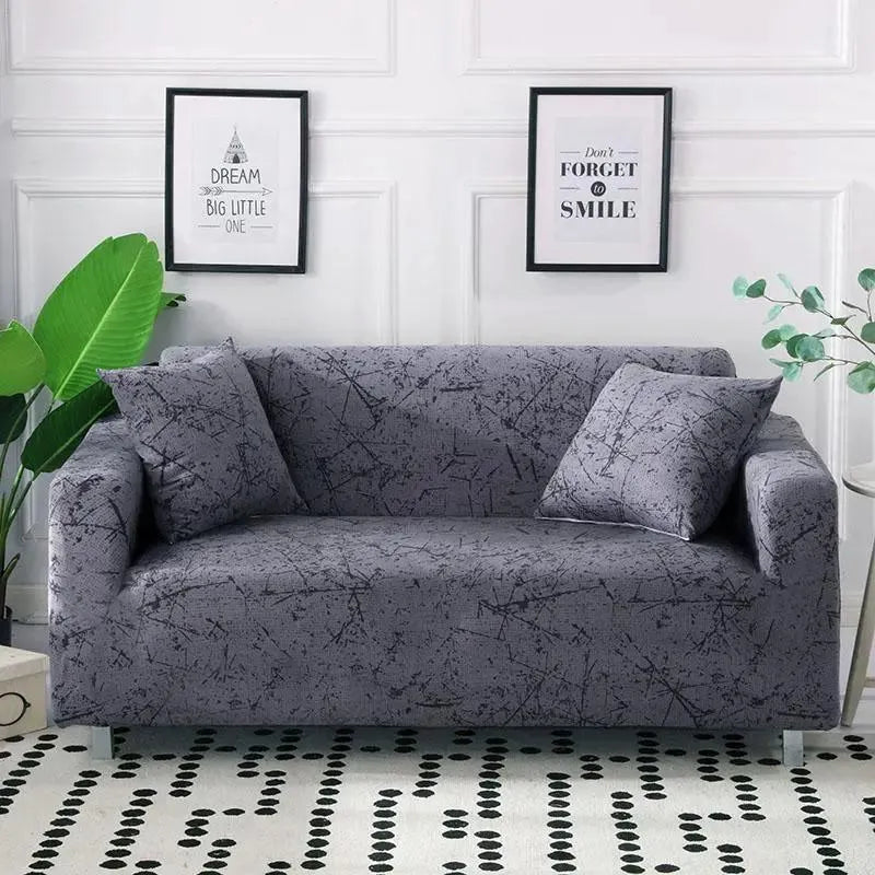 Stretch Sofa Slipcover – Charcoal Grey Scratch Print – product view 4 | Brivenzo