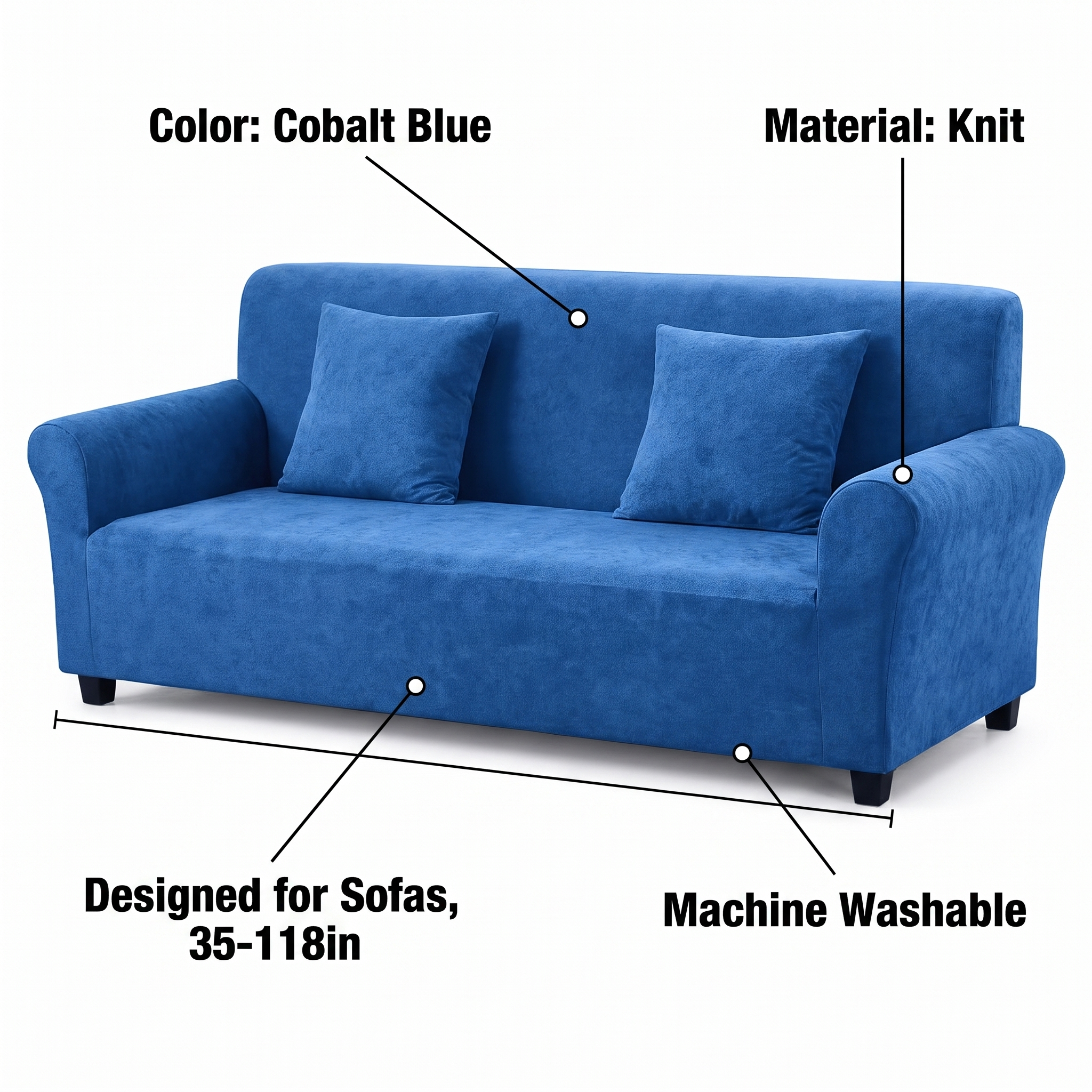 Stretch Sofa Slipcover – Cobalt Blue – features and specifications overview | Brivenzo