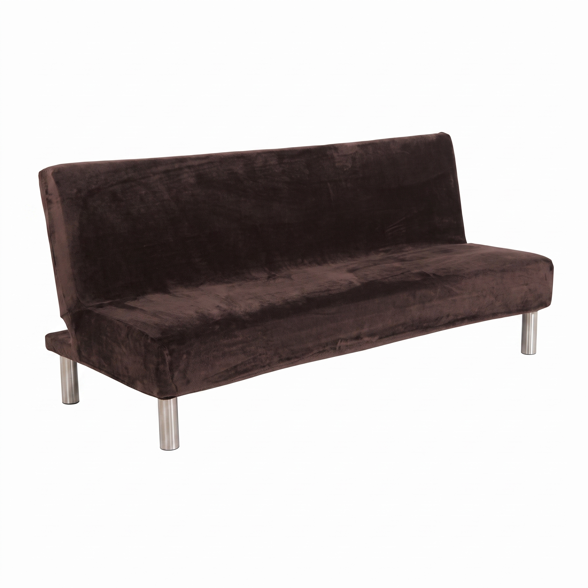 Stretch Sofa Slipcover – Dark Brown Velvet Sofa Bed – product photo on a white background | Brivenzo