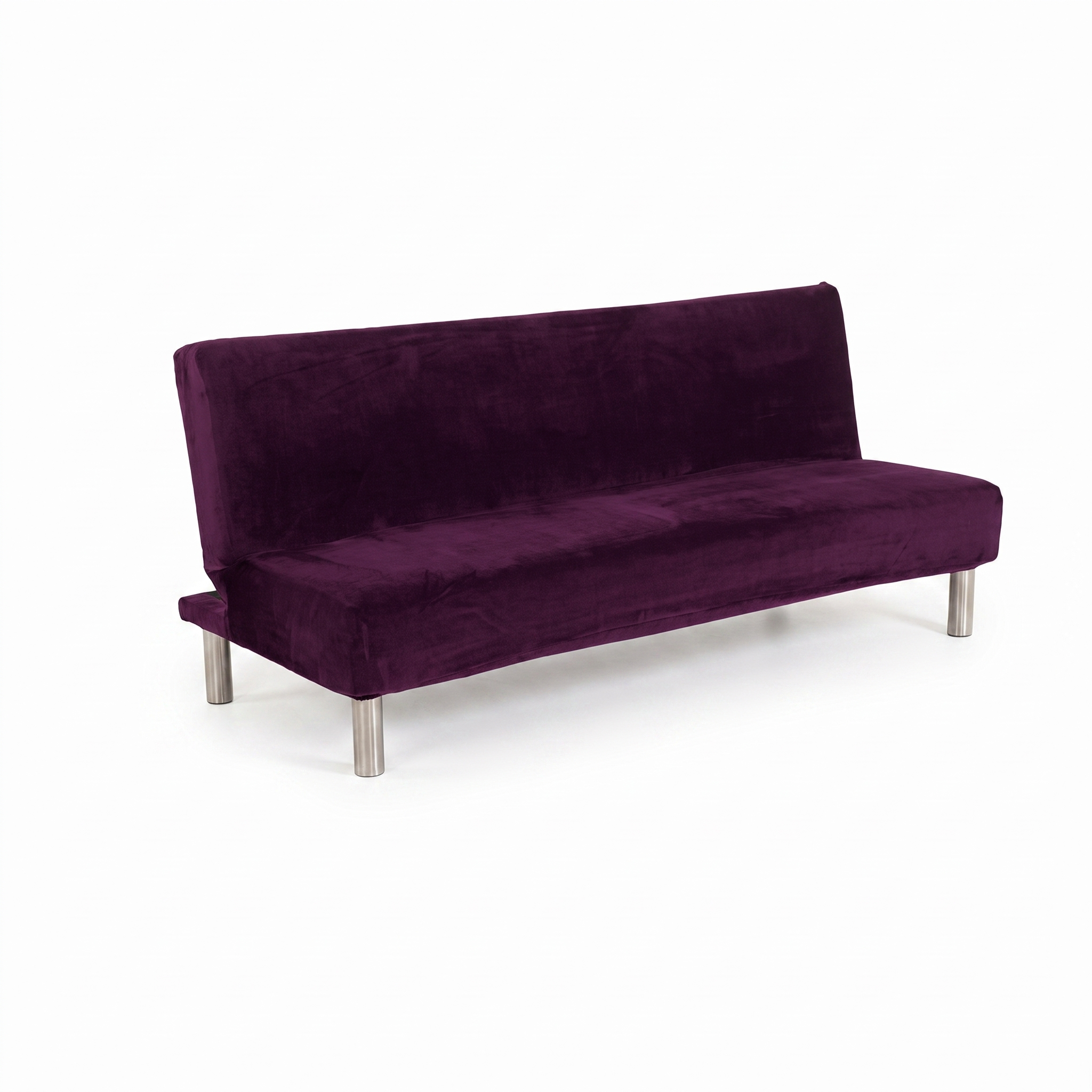 Stretch Sofa Slipcover – Dark Purple Velvet Sofa Bed – product photo on a white background | Brivenzo