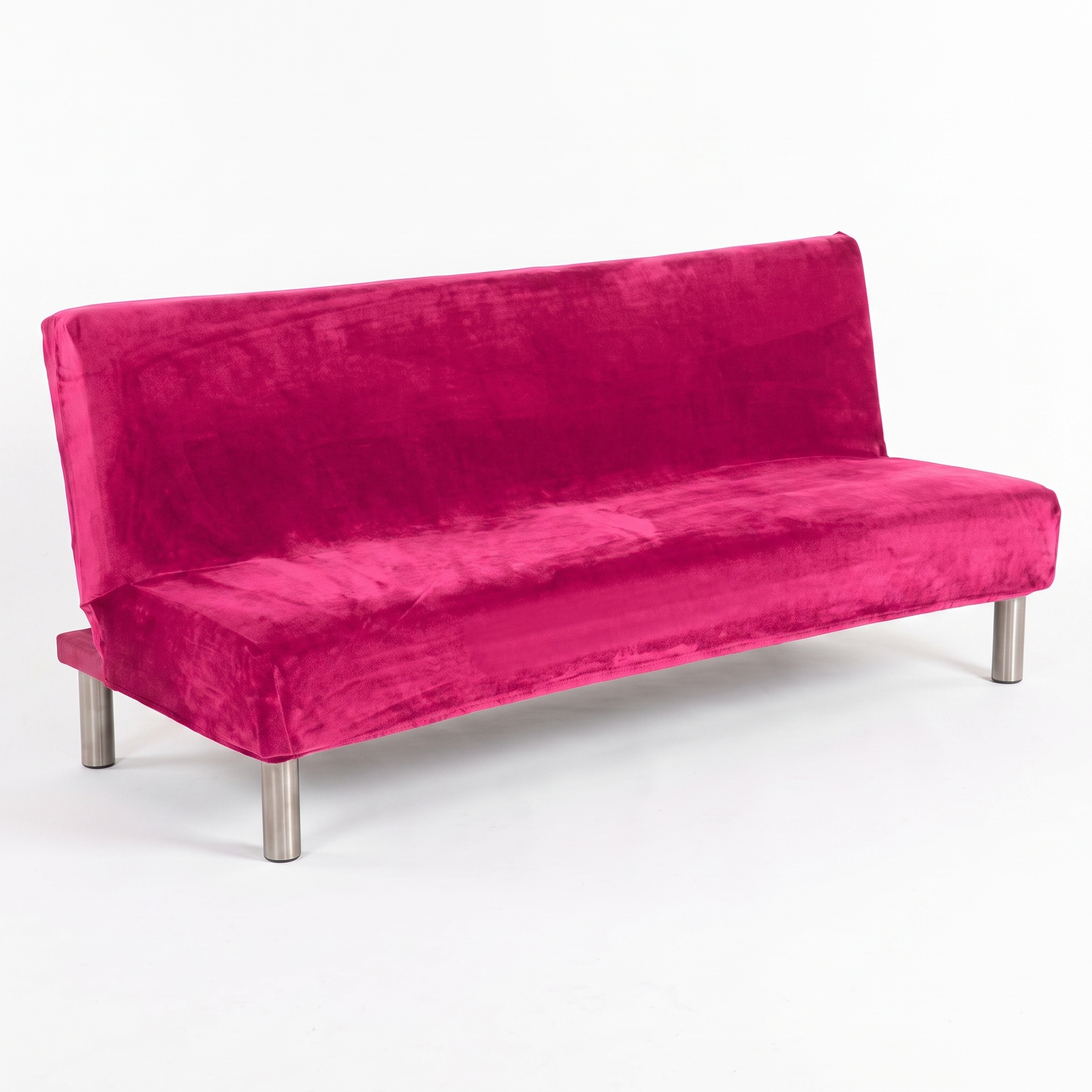 Stretch Sofa Slipcover – Fuchsia Pink Velvet Sofa Bed – product photo on a white background | Brivenzo