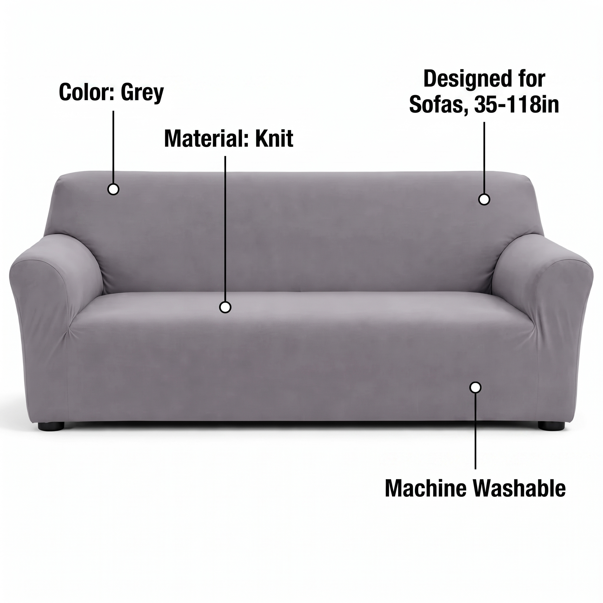Stretch Sofa Slipcover – Grey – features and specifications overview | Brivenzo