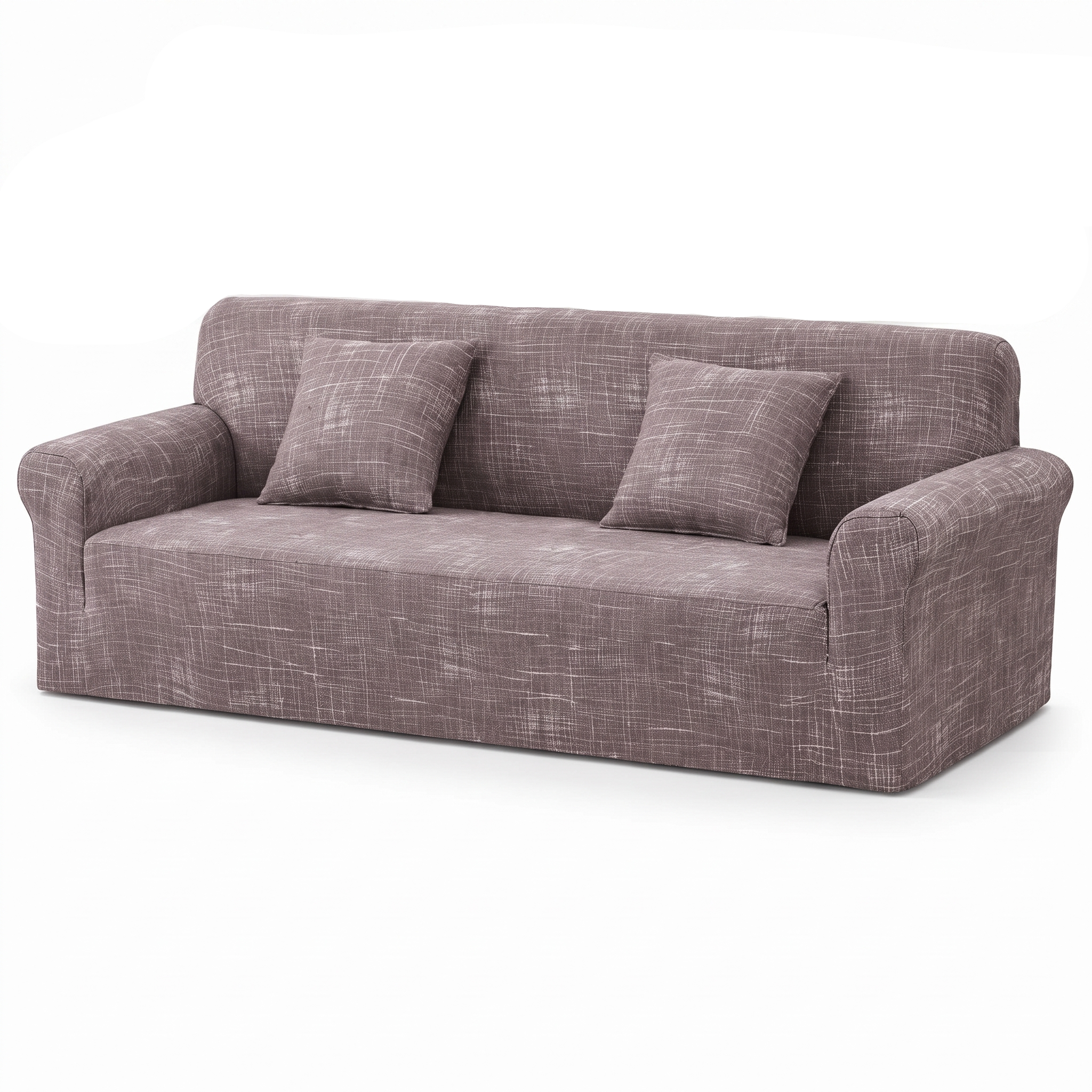 Stretch Sofa Slipcover – Grey Crosshatch Scratch Print – product photo on a white background | Brivenzo