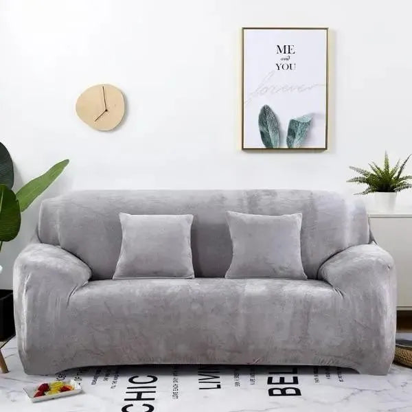 Stretch Sofa Slipcover – Grey Velvet – product view 7 | Brivenzo