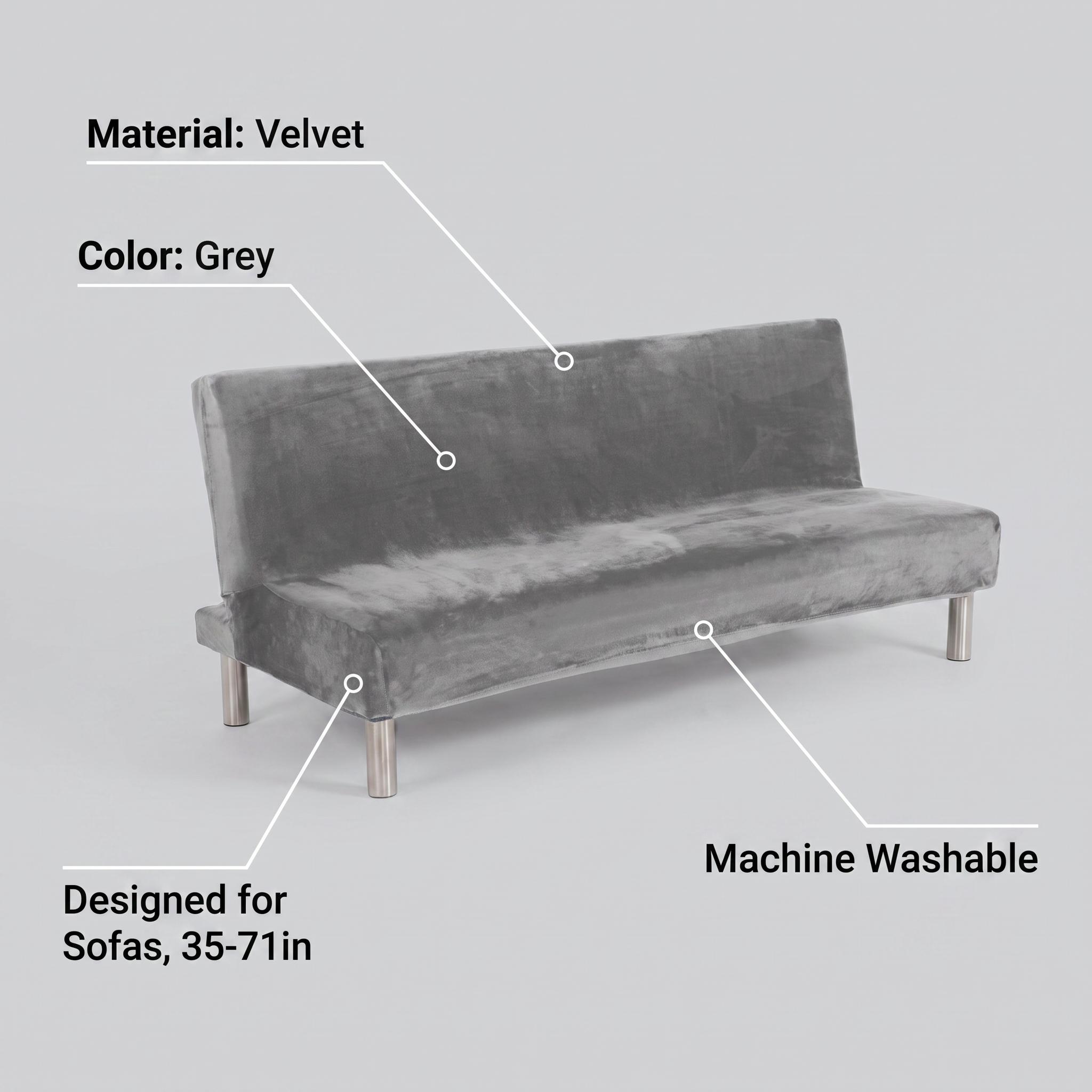Stretch Sofa Slipcover – Grey Velvet Sofa Bed – features and specifications overview | Brivenzo