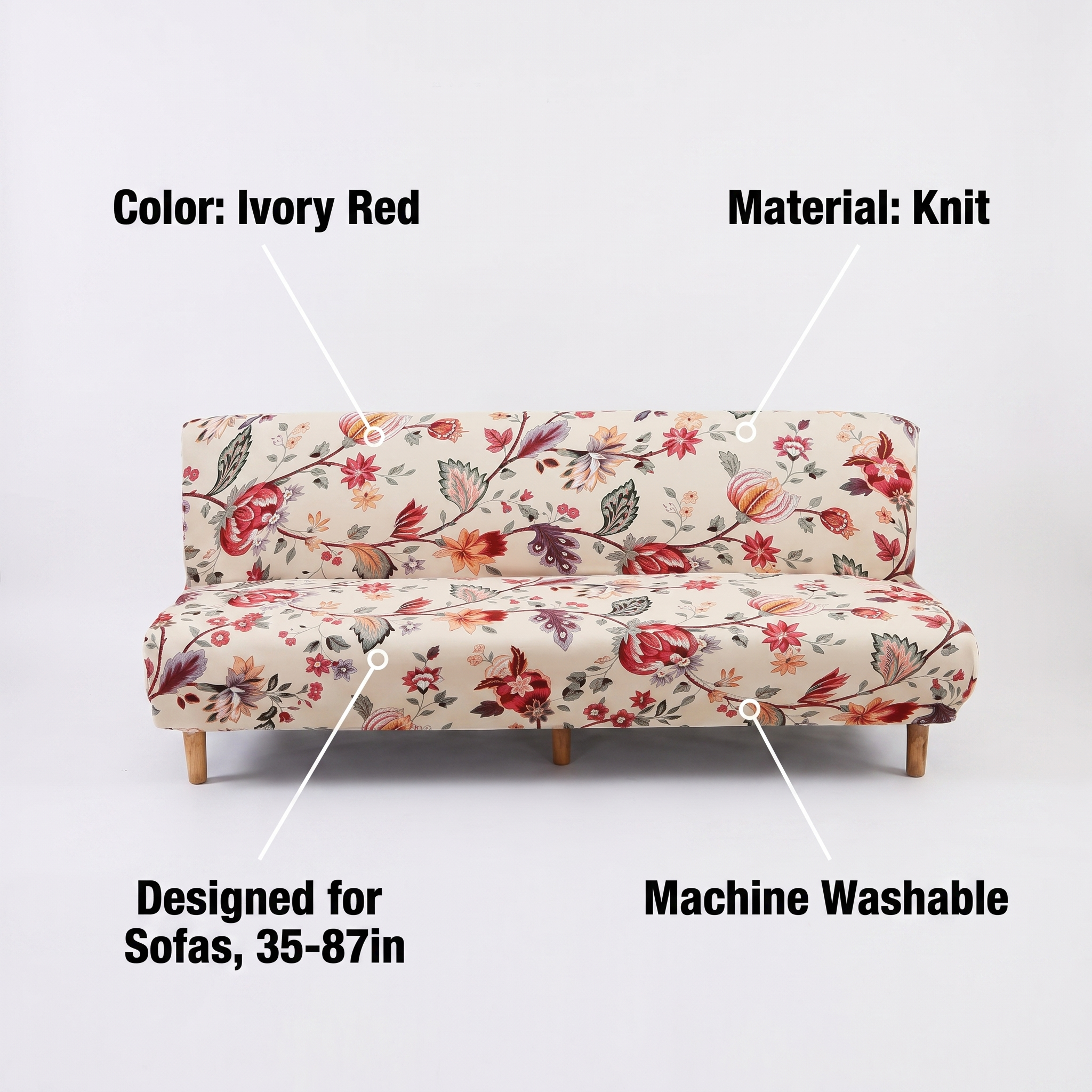 Stretch Sofa Slipcover – Ivory Red Floral Print Sofa Bed – features and specifications overview | Brivenzo