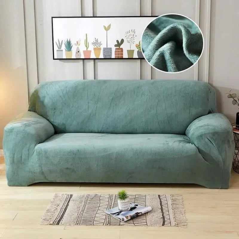 Stretch Sofa Slipcover – Lake Green Velvet – product view 5 | Brivenzo