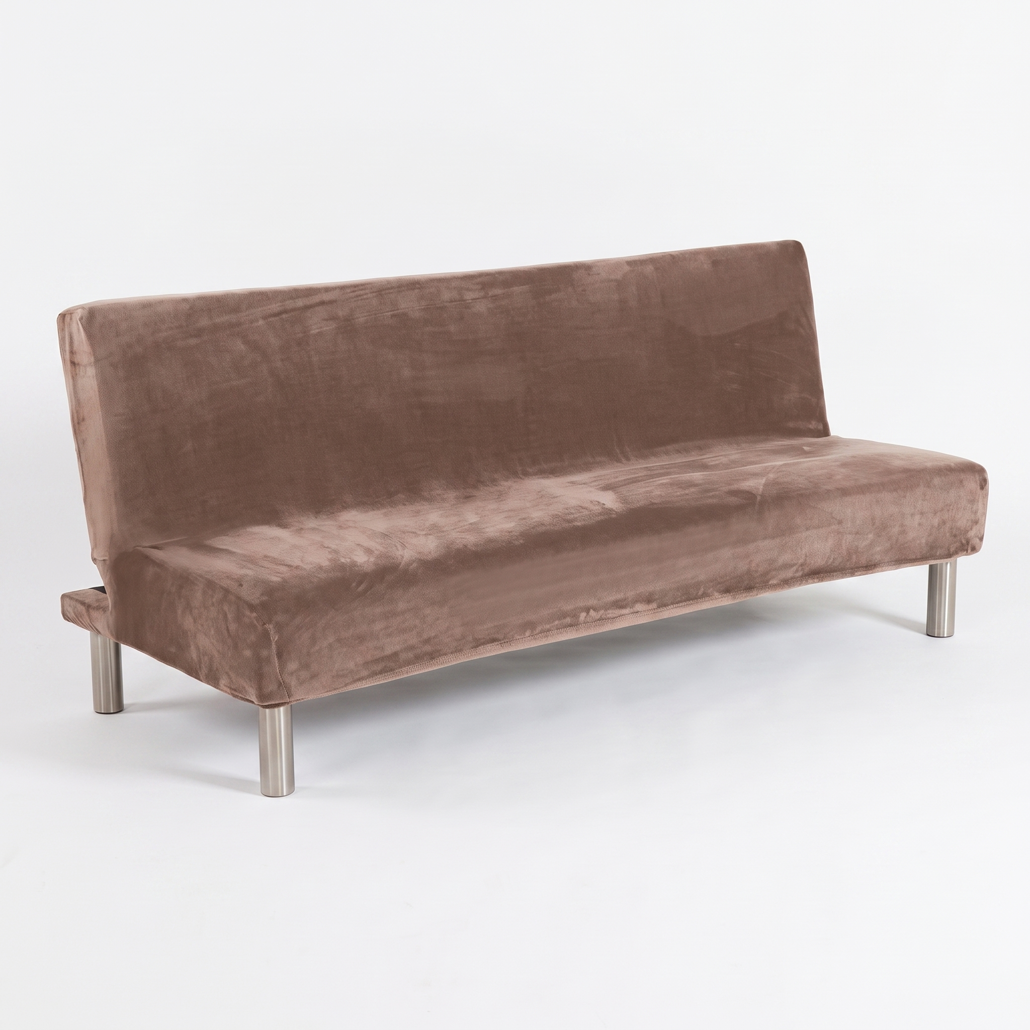 Stretch Sofa Slipcover – Light Brown Velvet Sofa Bed – product photo on a white background | Brivenzo