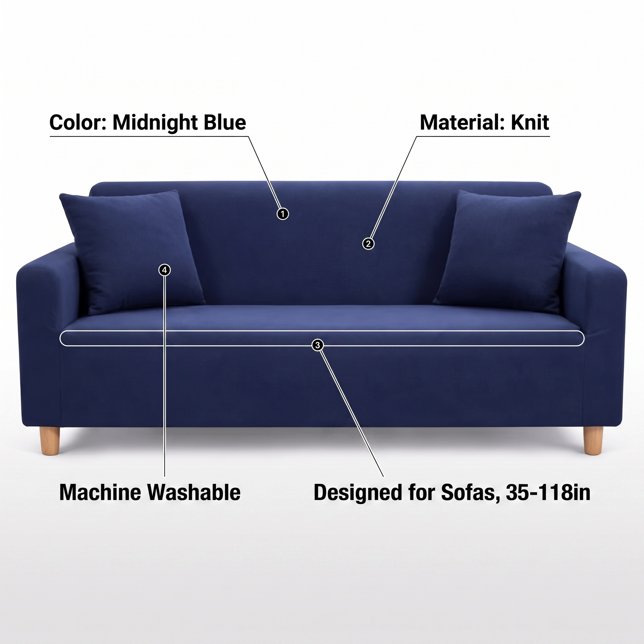 Stretch Sofa Slipcover – Midnight Blue – features and specifications overview | Brivenzo